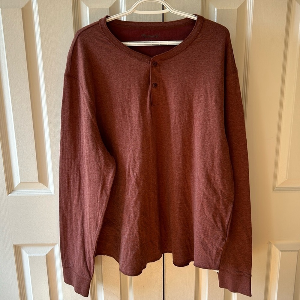 Madewell Heathered Doubledown Henley Tee Rust